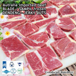 Beef BLADE Australia frozen daging sapi sampil CUBED-DADU RENDANG / CURRY BITE-SIZE 2cm 5/8" (price/pack 600g +/-50pcs) any brand in stock; GBP, WMPG, RALPHS or AMH